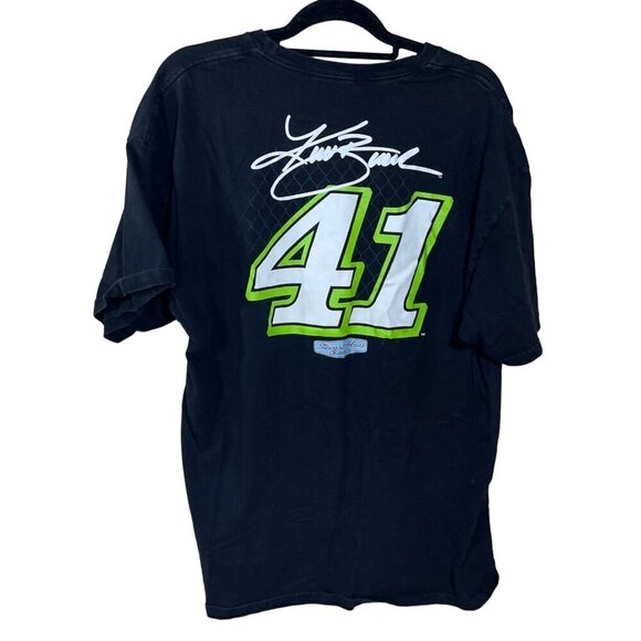 Stewart Haas Nascar Graphic T-Shirt Kurt Busch 41 Black Green Size 2XL Short Sle - Picture 2 of 5